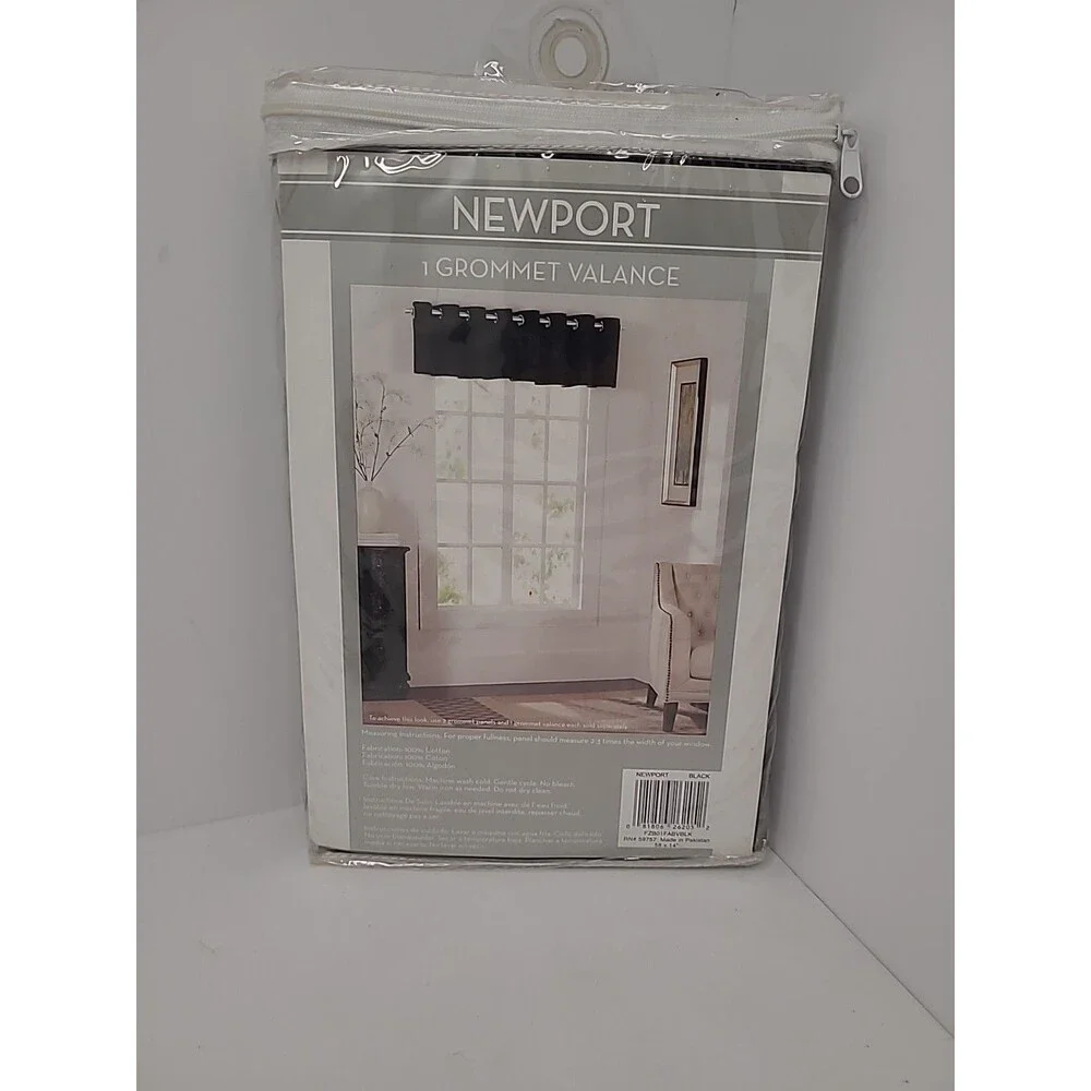 Newport Grommet Valance Set Black 58